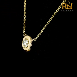 Collar con colgante solitario de diamante cultivado en laboratorio con corte almohada estilo antiguo, engaste en bisel, cadena de bisel, oro macizo 9K 14K 18K, joyería fina - Product Image 4