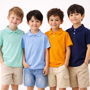 เสื้อโปโลเด็กปักลายตามสั่ง ผ้าฝ้าย 100% แขนสั้น ใส่สบายสำหรับฤดูร้อน เสื้อโปโลเด็กผู้ชายแบบเรียบง่าย เป็นมิตรกับสิ่งแวดล้อม ขายส่งจากบังกลาเทศ - Product Image 2