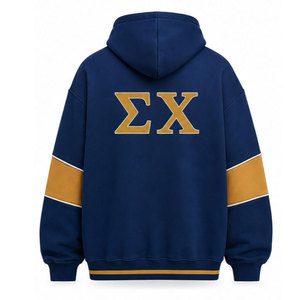 Sweat-shirt décontracté pour homme Sigma Chi, bleu avec lettres dorées, coupe classique, avec poches, 100 % coton French Terry, idéal pour l'automne - Product Image 3
