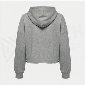 Custom Plus Size Womens Oversized Cotton Fleece Pullover Winter Cropped Hoodie <b>Drop</b> Shoulder Logo Hooded Sweatshirt Top - Product Image 2