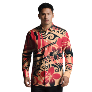 Men Hawaiian Plus 4XL <b>Long</b> Sleeve Tropical Printed <b>Shirt</b> Breathable Casual Polynesian Button-Down <b>Beach</b> 100% Polyester Summer - Product Image 2