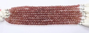 Perles cubiques facettées en pierre naturelle de fraise AAA, 6-7 mm, perles de pierre précieuse de fraise, brin de 8 pouces, forme carrée 3D, perles en vrac pour bijoux - Product Image 3