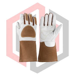 Gants de soudage en cuir fendu ignifuges avec design cousu, longueur 14 pouces, sans silicone, sans poudre, pour MIG/TIG/Stick - Product Image 1