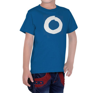 Custom Logo Printed CottonMen Blue Short Sleeve Crew Neck T-<b>Shirt</b> Front White Circle Graphic Print Casual Tee - Product Image 6
