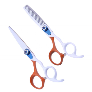 Wholesale Professional-Hair-Cutting-Shears White Orange Barber Cutting Tools Hairstylist Hair Dresser <b>Head</b> Shears Scissors - Product Image 1