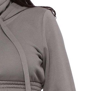 Haut court à capuche personnalisé pour femme, 100 % coton, écologique, design 2-en-1, teint en pièce, délavé, vêtement décontracté, OEM ODM - Product Image 5