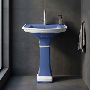 Lavabo Rectangular de Pedestal de Cerámica de Calidad de Exportación, Color Rojo, para Baño - Product Image 2