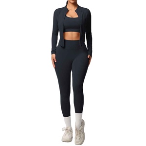 Nuevo conjunto deportivo de 3 piezas de secado rápido, de alta calidad, para fitness, yoga y gimnasio, para mujer. - Product Image 4
