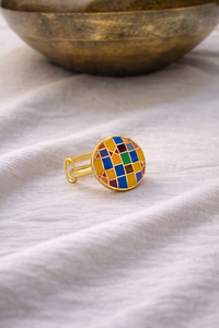Round Multicolor Enamel Gold Plated <b>Adjustable</b> <b>Ring</b> for Women Geometric Fashion Jewelry Gift Wedding Wear - Product Image 4