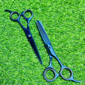 Tijeras de Corte y Entresacado Profesionales Personalizables de Acero Inoxidable para Salón de Belleza, en Elegante Color Azul - Product Image 1