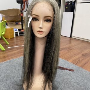 Meilleures perruques en cheveux humains, lisses naturels, grises, avec closure en dentelle, partie libre, couleur, cheveux vietnamiens, extension de cheveux - Product Image 2