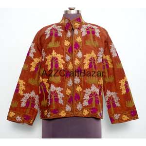 Chaqueta Cotrise Bordada a Mano con Diseño Vintage, Ecológica, Transpirable, de Secado Rápido, con Forro de Algodón y Cuello Mandarín - Product Image 1