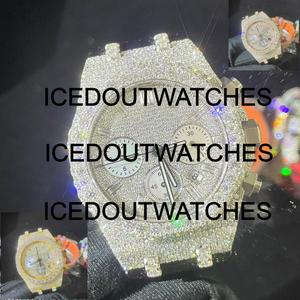 Montre de luxe pour homme en acier inoxydable, cadran en verre, design glacé avec diamants VVS Moissanite, étanche 10 bars, fermoir bracelet - Product Image 4