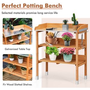 Stazione di lavoro panca da giardino in legno con gancio per lo stoccaggio - Product Image 5