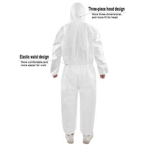 Mono elástico desechable de una pieza para muñeca y capucha, ropa de seguridad blanca, prenda de aislamiento - Product Image 4
