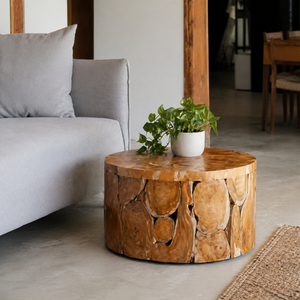 Table basse artisanale ARTERRA en racine de teck rustique de luxe avec texture naturelle en teck pour salon - Product Image 3