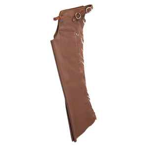 BAND BROTHERS Chaps de cowboy pour hommes, couleur unie, design personnalisé, franges, cuir véritable, fermeture à boucle, coupe décontractée, entraînement - Product Image 1