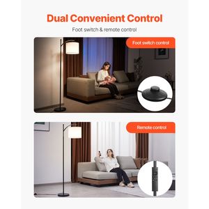 Lampada da Terra Moderna con Telecomando, Dimmerabile e Regolabile in Luminosità, Temperatura Colore, Interruttore a Pedale - Product Image 2