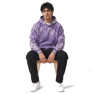 Sudadera con capucha personalizada con efecto acid wash para marcas de ropa, estilo streetwear, de algodón grueso y felpa, para hombre, talla grande. - Product Image 5