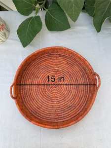 Handpainted Bohemian Rattan Rectangular Serving Tray with Handles Dishwasher Safe & Eco-Friendly for Coffee Table & Kitchenware - Product Image 3