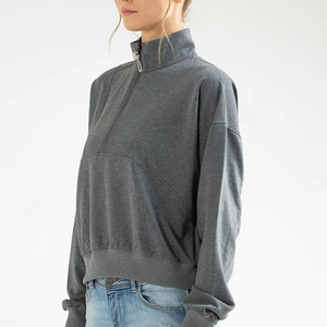 Casual Sport <b>Sweatshirt</b> Unisex <b>Long</b> Sleeve Half Zipper Pocket Embroidered Fleece Quick Dry Warm Autumn Winter Yoga Outdoor - Product Image 4