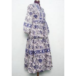 Elegant Casual Daily Loose Maxi Dress Ladies Single Breasted Cotton Floral Breathable Natural Waist - Product Image 5