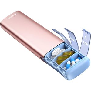 Organisateur de pilules hebdomadaire compact, petite boîte à pilules en métal portable pour les médicaments et les vitamines quotidiens, compagnon de voyage - Product Image 1
