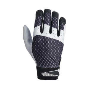Guantes de cuero de dedo completo con patrón hexagonal blanco y negro, antideslizantes y transpirables para deportes, guantes unisex para bateo de béisbol - Product Image 2