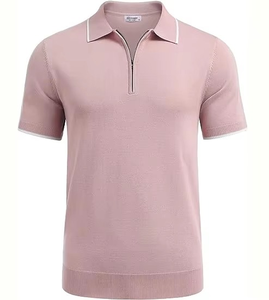 Chemise de golf pour homme à coupe ajustée avec fermeture éclair 1/4 sur le devant, poche, tissu polyester/coton, séchage rapide, manches courtes, décontractée, haute qualité, design personnalisé - Product Image 3