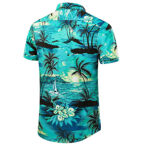 Chemise Hawaïenne Homme Tricotée à Manches Courtes Respirante Double Boutonnage Style Été Uni Tendance Plage – Grande Vente - Product Image 2