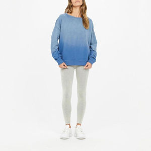 Conjunto de Sudadera y Pantalones Deportivos de Felpa Azul para Mujer, Corte Holgado Informal, 2 Piezas, Diseño Degradado de Color Sólido, Cuello Redondo - Product Image 2