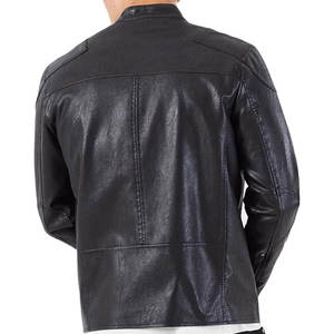 Men <b>Leather</b> Jacket Stand Collar Zipper Outerwear Waterproof Windproof Breathable Winter - Product Image 2