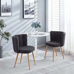 Set di 2 Sedie da Pranzo Moderne Grigie con Gambe in Ferro Color Legno, Cuscini a Pelo Corto e Schienale Confortevole - Product Image 4