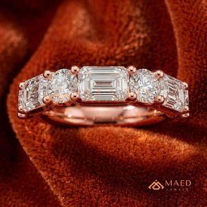 Bague élégante en moissanite taille émeraude pour femme, or rose, cadeau de bijoux pour anniversaire de mariage, USA - Product Image 2