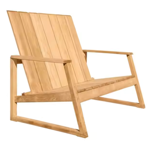 Fauteuil à dossier haut en bois de teck massif pour salle à manger couleur naturelle pour hôtel appartement salon chambre à coucher - Product Image 4