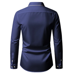 2026 New Men <b>Patchwork</b> <b>Shirt</b> Fashion Luxury Long Sleeve Smart Casual Four Season Tuxedo Man Micro Elastic <b>Shirts</b> - Product Image 2