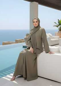 Abaya élégante en georgette et mousseline, vêtement musulman traditionnel, robe de prière islamique, tenue modeste de luxe, commandes en gros directes d'usine - Product Image 2