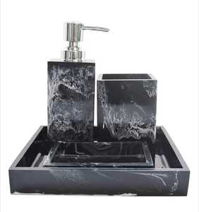 Juego de Baño Moderno de Cinco Piezas de Resina Redonda, Jabonera, Portacepillos de Dientes, Dispensador, Impermeable, Ecológico, Fácil de Limpiar - Product Image 3