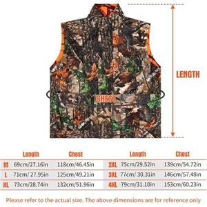 Chaleco de Caza Reversible Unisex con Camuflaje Naranja y Marrón, Cuello Alto, Cierre de Cremallera, Forro de Poliéster Suave, Ropa Exterior Informal - Product Image 4