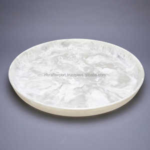 Plateau de fruits rond en résine multicolore fait à la main de luxe de couleur blanche pour plateau de service de cuisine Cadeaux de Noël d'Inde - Product Image 2