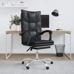 Chaise de bureau inclinable en similicuir noir avec structure en métal et mousse en contreplaqué, durable et confortable pour l'espace de travail - Product Image 1