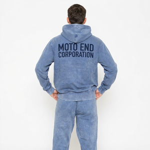 Ensemble de sweat-shirt à capuche bleu pour homme, en coton French Terry, jogging décontracté, coupe régulière, vêtements d'automne - Product Image 5