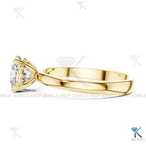 Anillo de compromiso solitario con diamante cultivado en laboratorio, corte redondo, E VVS2, certificado IGI, en oro macizo con engaste de corona, estilo filigrana vintage. - Product Image 3