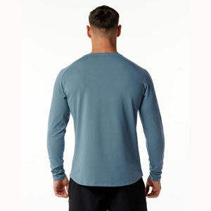 T-shirts pour hommes 100 % coton de haute qualité, coupe classique, manches longues, imprimés en sérigraphie écologique, personnalisables sur le devant, vente en gros - Product Image 3