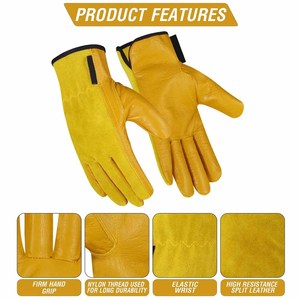 Guantes de Trabajo de Cuero Vacuno de Primera Calidad, Resistentes al Calor y Duraderos, para Jardinería y Protección Personal - Product Image 4
