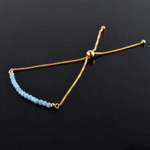 สร้อยข้อมือลาร์ิมาแบบลูกปัด ชุบทอง พร้อมสายเลื่อนปรับได้ คริสตัลบำบัดจากลาร์ิมา พลอยธรรมชาติ ของขวัญวันเกิดสำหรับเธอ - Product Image 2