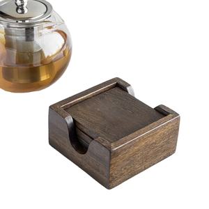 Antique Customizable Set of 4 Eco-Friendly Mango Wood <b>Coasters</b> Handpainted Durable Decorative Wooden <b>Coasters</b> - Product Image 3