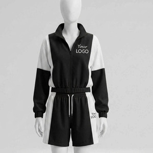 Men Athletic Tracksuit Set Color Block Zip <b>Jacket</b> and Shorts Breathable <b>Workout</b> Sportswear women tracksuits with custom logos - Product Image 5