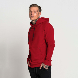 Men Pullover Red <b>Hoodie</b> Solid Color Cotton Blend Eco-Friendly Streetwear Custom Logo Digital <b>Plain</b> Hoodies Men - Product Image 2