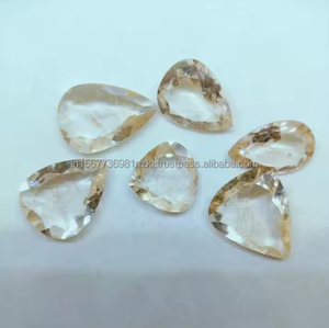 100% Forma de corte natural Cuarzo rutilo dorado Piedra preciosa suelta Alta calidad Joyería natural dorada Fabricación de cabujones Venta al por mayor - Product Image 1